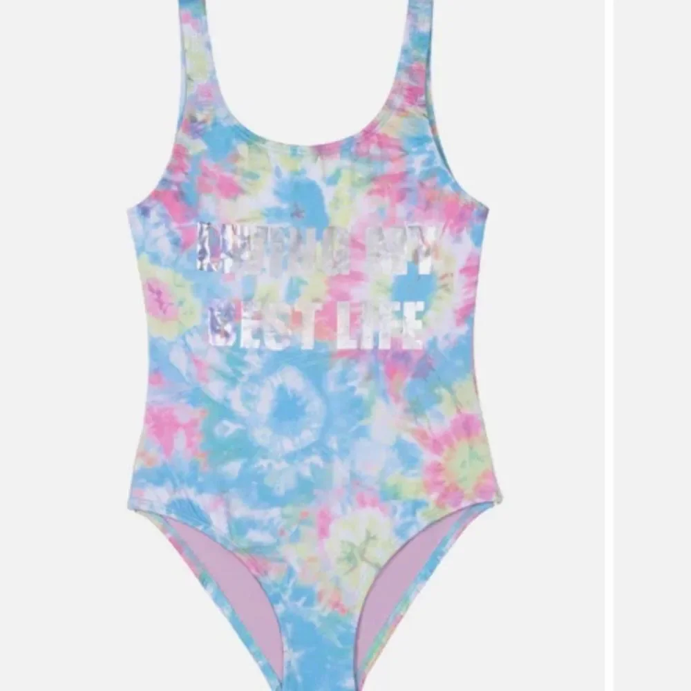 Anthropologie PilyQ living my best life, tie-dye rainbow, one piece groovy swim